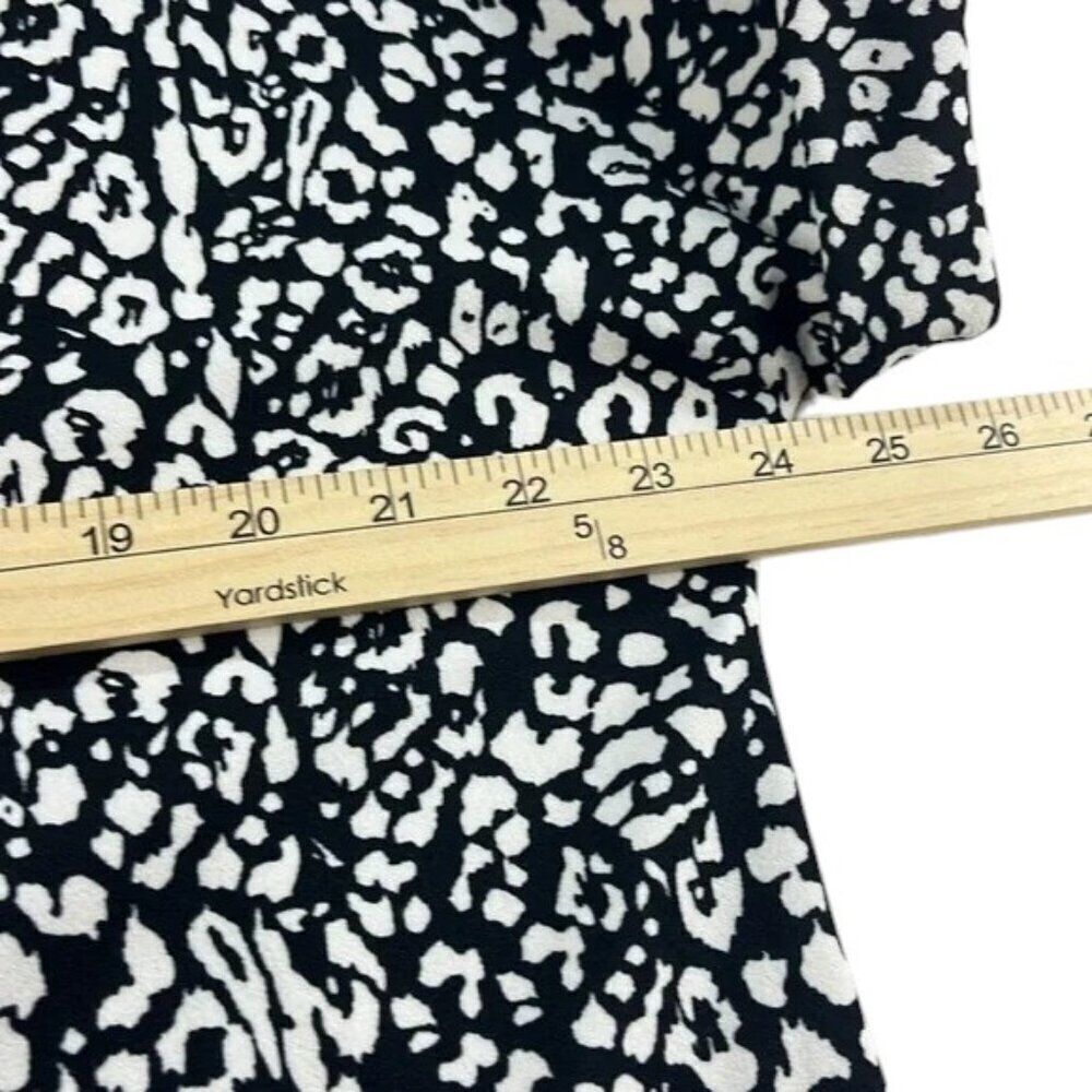 Melloday Top Black White Geometric Print Zip Back Short Sleeve Women’s XL - Picture 3 of 10